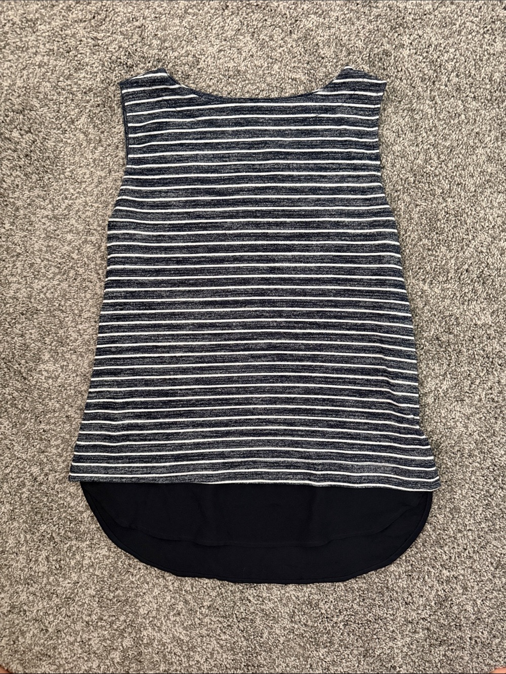 Small Banana Republic Navy and White Striped Layered-Hem Tank